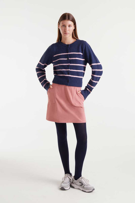 μπλε και ροζ ριγέ ζακέτα