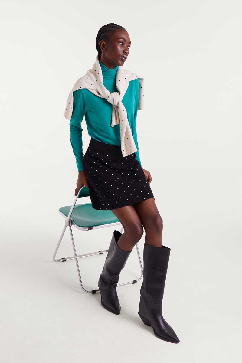 mini dots μαύρη πουά φούστα