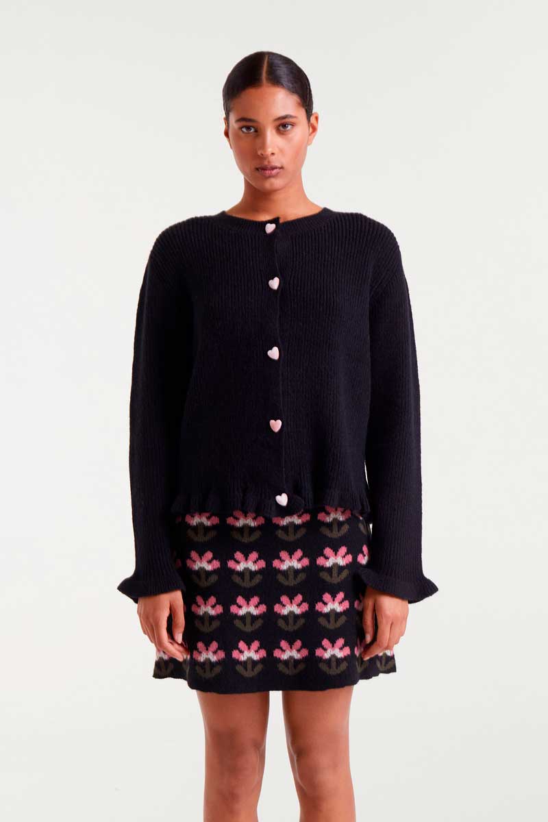 Ζακέτα Μαύρη με Καρδιές Compania Fantastica