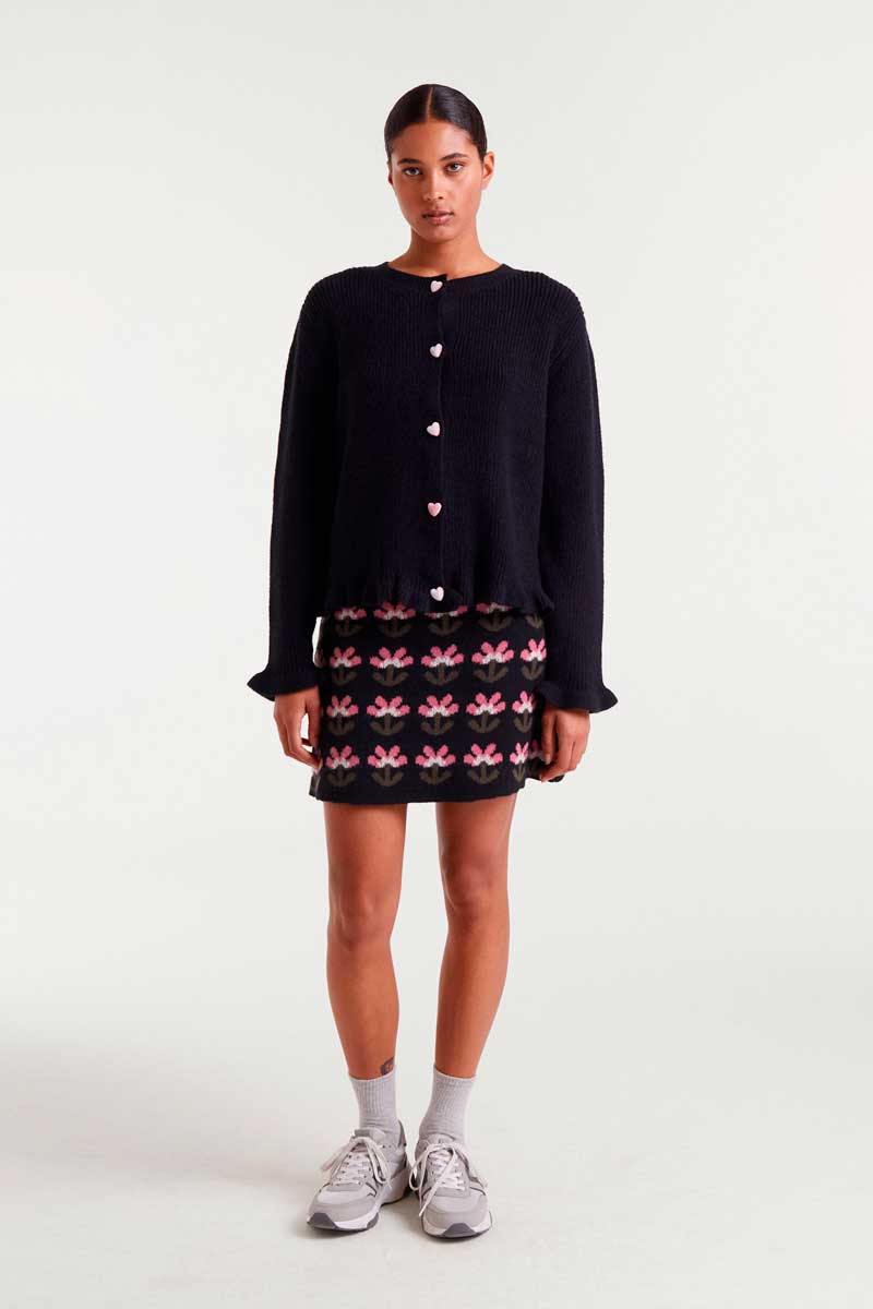 Ζακέτα Μαύρη με Καρδιές Compania Fantastica