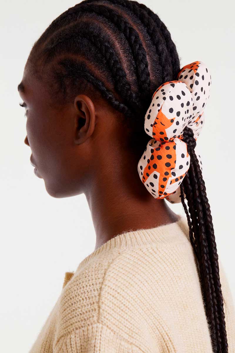 scrunchie λευκό πορτοκαλί