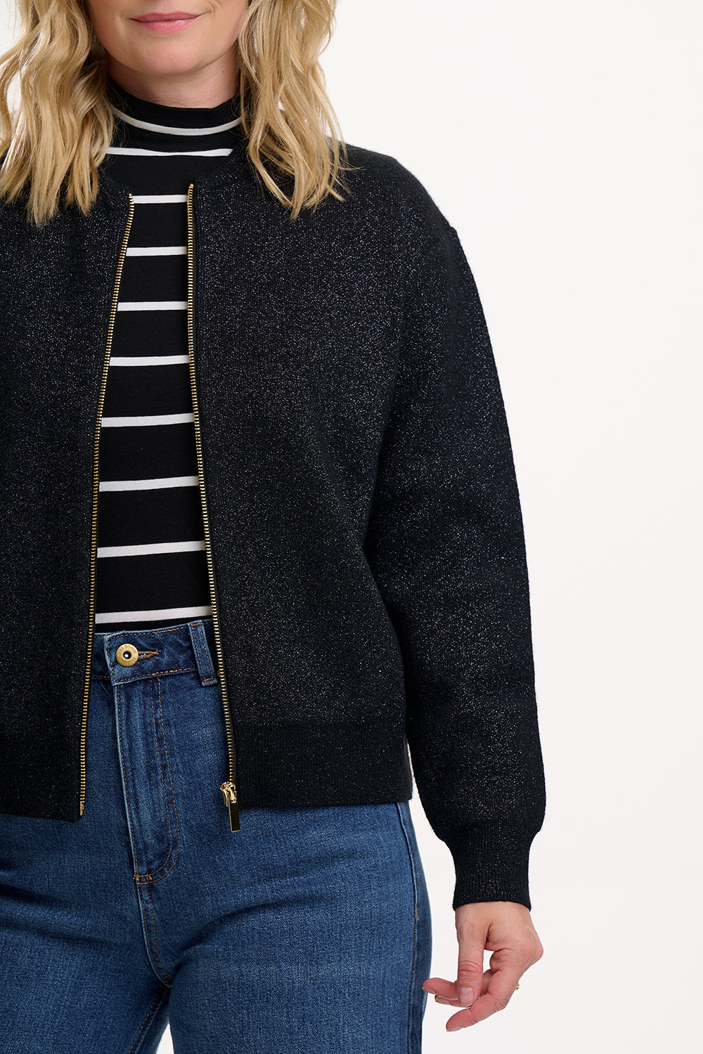 solana black sparkle jacket