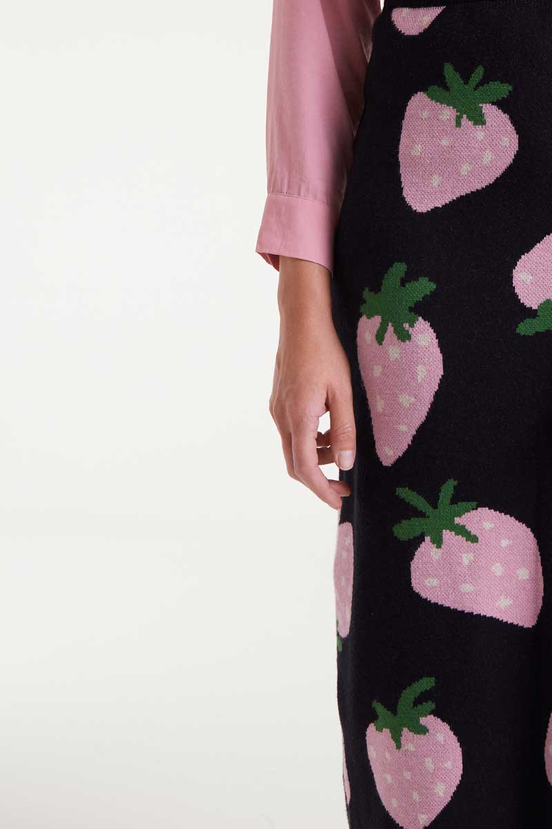 morango midi φούστα με φράουλες