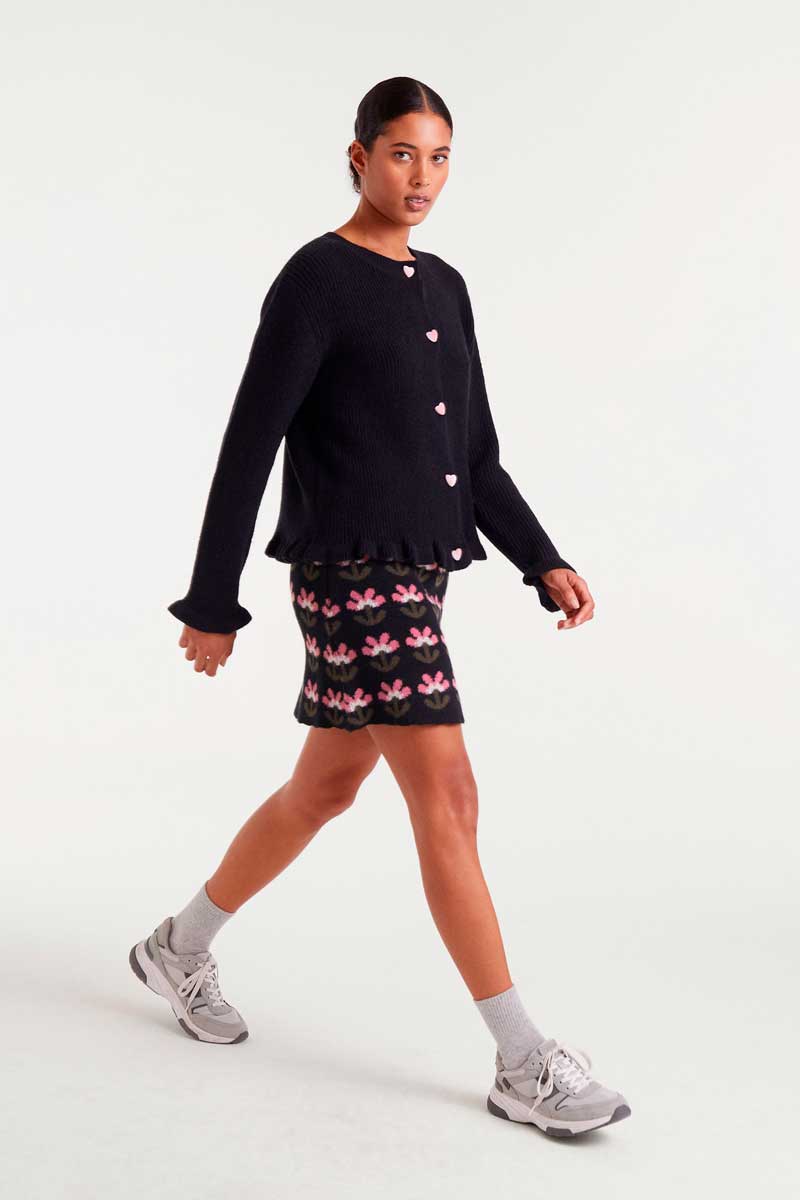 Ζακέτα Μαύρη με Καρδιές Compania Fantastica