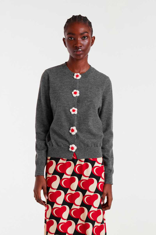 Ζακέτα με Λουλούδια Compania Fantastica Γκρι