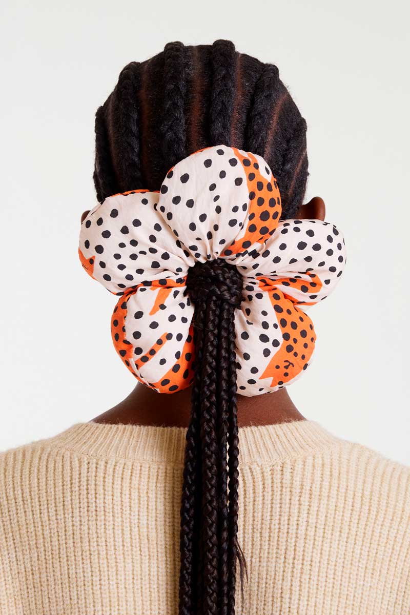scrunchie λευκό πορτοκαλί