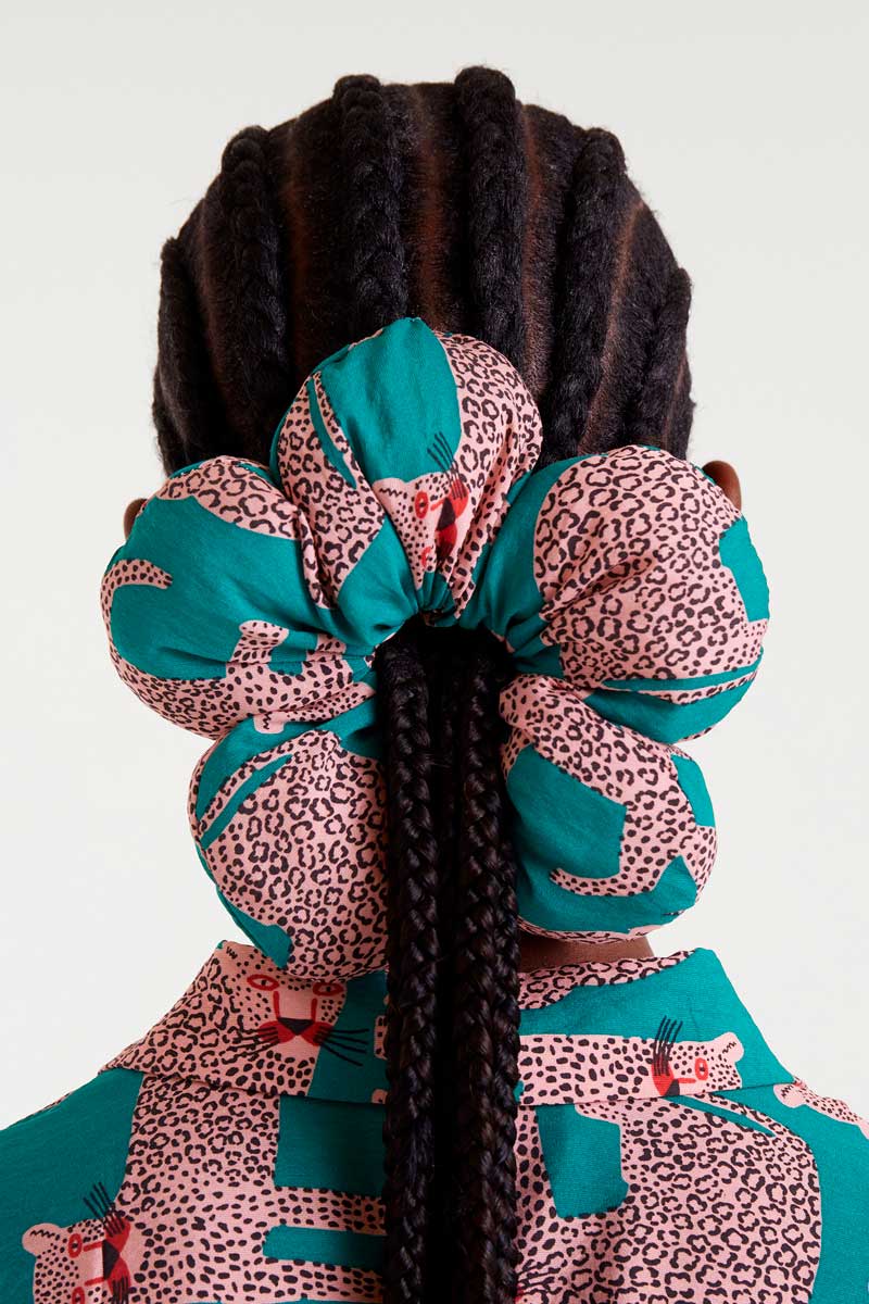 scrunchie ροζ τιρκουάζ