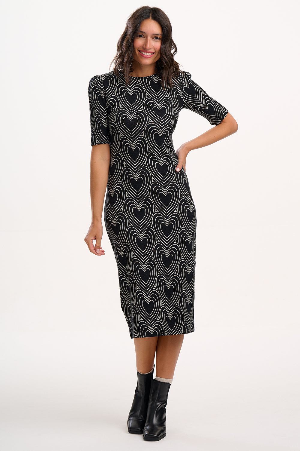 jersey jacquard midi φόρεμα